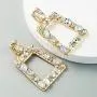 Hollow Geometric Crystal Statement Drop Earrings Bohemian Metal Colorful Crystal Design Dangle Earring for Women Girl Gold Fashion Jewelry