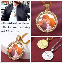 FaithHeart Custom Photo Necklace Personalized Picture Necklaces for Women Men Round/Heart Pendant Necklaces Hip Hop Jewelry
