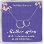Amelery Mother Son Necklace, Sterling Silver Two Interlocking Infinity Circles,Mothers Day Jewelry Birthday Gifts for Mom