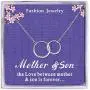 Amelery Mother Son Necklace, Sterling Silver Two Interlocking Infinity Circles,Mothers Day Jewelry Birthday Gifts for Mom