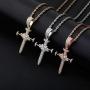 JINAO Hip Hop Iced Out CZ Nail Cross Necklace 18K Gold Plated Simulated Diamond Pendant for Men Boys