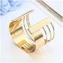 MXYZB Stainless Steel Smooth Hollow Hoop Open Ended Wide Cuff Bangle Bracelet, Adjustable