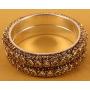 Touchstone ''Golden Bangle Collection Square Shape Faceted Kundan Look Yellow Faux Citrine Indian Bollywood Designer Jewelry Metal Bangle Bracelets in Antique Gold Tone for Women. Set of 2