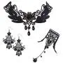Finrezio Black Lace Necklace Bracelet and Pendant Earrings Set for Women Halloween Steampunk Wedding Party Mascarade Costume Jewelry Sets Finrezio Black Lace Necklace Bracelet and Pendant Earrings Set for Women Halloween Steampunk Wedding Party Mascarade Costume Jewelry Sets