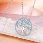 BriLove Womens 925 Sterling Silver CZ Tree of Life Birthstone Pendant Necklace
