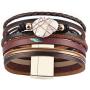Evchris Leather Wrap Bracelet Baroque Pearl Boho Cuff Bracelet Multilayer Handmade Wristbands Magnetic Clasp Bangle Jewelry Gifts for Women Teen Girls Mother