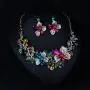 Hamer Wedding Jewelry Sets for Brides Multi-Color Crystal Flowers Choker Gothic Necklace and Earrings Sets Costume Jewelry for Women Hamer Wedding Jewelry Sets for Brides Multi-Color Crystal Flowers Choker Gothic Necklace and Earrings Sets Costume Jewelry for Women