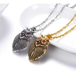 PROSTEEL Stainless Steel Owl Necklace for Men Women, Night Bird Charm Necklace, Vintage Retro Necklace, 22''-24'' Adjustable, Come Gift Box