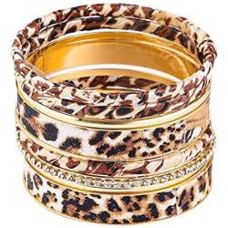 The Woos Leopard Bangle Bracelets Multi Layers Casual Bracelet Vintage Crystal Metal Leopard Wrapped Cuff Bracelets for Women Girl Statement Jewelry Charm Fashion Accessories Party