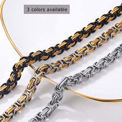 PROSTEEL 4MM/6MM/8MM Stainless Steel Necklace for Men Boys Women, Stylish and Cool, Byzantine Chain Black Gold Silver Tone, 18-30 Inches, Come Gift Box