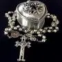 elegantmedical HANDMADE SILVER ROSE BEADS CATHOLIC Saint St Benedict ROSARY BLACK CROSS NECKLACE & NICE METAL JEWELLERY BOX elegantmedical HANDMADE SILVER ROSE BEADS CATHOLIC Saint St Benedict ROSARY BLACK CROSS NECKLACE & NICE METAL JEWELLERY BOX