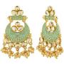 Efulgenz Indian Bollywood Wedding Bridal Gold Plated Faux Pearl Crystal Kundan Rhinestone Chandbali Earrings Jewelry Set