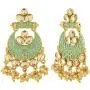 Efulgenz Indian Bollywood Wedding Bridal Gold Plated Faux Pearl Crystal Kundan Rhinestone Chandbali Earrings Jewelry Set