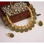 Indian Ratna Creation Gold Pearl Drop Choker Necklace Set Crystal Stones for Women and Girls Jewelry