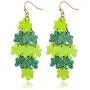 St. Patricks Day Shamrock Dangle Earrings Gold Pleated Green Layered Lucky Clover Earrings Irish St. Patricks Day Jewelry Gift For Women Girls St. Patricks Day Shamrock Dangle Earrings Gold Pleated Green Layered Lucky Clover Earrings Irish St. Patricks Day Jewelry Gift For Women Girls