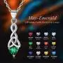 ChicSilver 925 Sterling Silver Sparkling Heart Birthstone Celtic Knot Pendant Necklace 18 Inch (with Gift Box)