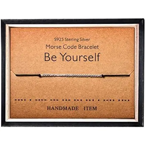 Morse Code Bracelet 925 Sterling Silver Beads on Silk Cord Secret Message Be Yourself bracelet Gift Jewelry for her Morse Code Bracelet 925 Sterling Silver Beads on Silk Cord Secret Message Be Yourself bracelet Gift Jewelry for her