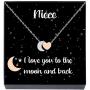 Niece Necklace, I Love You to The Moon and Back Heart & Moon Pendant Necklace, Sentimental Niece Jewelry Gifts Gifts from Aunt/Uncle