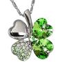 TRUEGOOD Lucky Love Four Leaf Clovers Necklace Crystals,Heart Crystal Pendant with Necklace