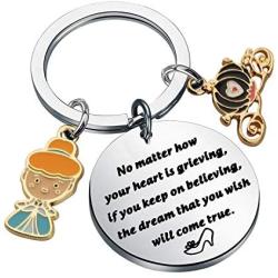 AKTAP Inspirational Gift Cinderella Inspired Keychain The Dream That You Wish Will Come True Keychain Fairy Tale Jewelry for Her Cinderella Princess Gift