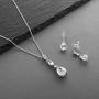Mariell Platinum Plated Pear-Shaped CZ Bridal, Bridesmaids or Prom Necklace and Earring Set
