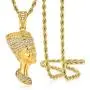 ROWIN&CO Egyptian Queen Nefertiti Necklace Bling Iced Out Gold Plated Vintage Jewelry Cubic Zirconia Hip Hop Pendant Personalized Gifts for Men Women/Best Love Wife/Girlsfriend Birthday