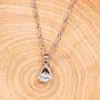 Dainty Platinum Plated Round Cubic Zirconia Teardop Pendant Necklace for Women Teen Girls ZY041