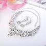 YADOCA Womens Wedding Bridal Necklace Earrings Jewelry Set Sparkling Crystal Teardrop Cluster Statement Necklace Earrings for Bridesmaid