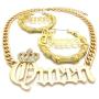 Fashion 21 Womens Statement Queen Necklace, Bamboo Pierced Earring in Gold Tone