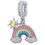 Sambaah Rainbow Sterling Silver Rainbow Bridge Charm “You are My Sunshine” Love Pendant with Colorful Cubic Zirconia fit Pandora Bracelets
