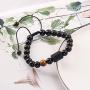 BUREI 12 Zodiac Constellation Bead Bracelet for Men Women, 8mm 10mm Natural Black Onyx Stone Horoscope Bracelet Gifts