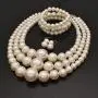 JNF Large Pearl Necklace Set Multi Layer Pearl Strand Costume Jewelry Sets Pearl Statement Necklace Bracelet and Earrings for Women JNF Large Pearl Necklace Set Multi Layer Pearl Strand Costume Jewelry Sets Pearl Statement Necklace Bracelet and Earrings for Women