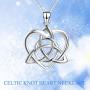 Celtic Love Knot Necklace Jewelry Sterling Silver Good Luck Vintage Triquetra Irish Celtic Love Heart Pendant Necklace for Women Girls