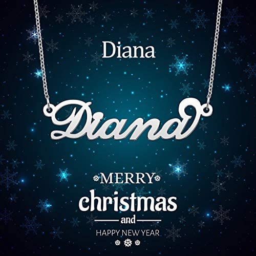 LuxglitterLin Name Necklace Personalized Script Initial Custom Made Stainless Steel Pendant Jewelry for Women
