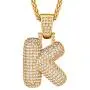 Custom Multiple Bling Bubble Letter Necklace 1-6Pcs 18K Gold Plated Statement Crystal Hip Hop Jewelry Personalized Lab Diamond Initials Pendant with Spiga Rope Chain or Tennis Chain 18-30 Inch, Send Gift Box
