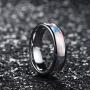 King Will Mens 4mm 6mm 8mm Silver/Rose Gold Tungsten Carbide Ring Inlaid Triangle White/Blue Opal Sticker Dome Wedding Engagement Band