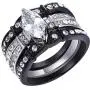 MABELLA Black Wedding Engagement Ring Set Stainless Steel Marquise Cubic Zirconia Gifts for Women MABELLA Black Wedding Engagement Ring Set Stainless Steel Marquise Cubic Zirconia Gifts for Women