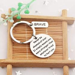 BAUNA Recovery Gift Stay Strong Keychain Never Be Shamed of Scar Inspirational Encouragement Jewelry Family Friend Gifts