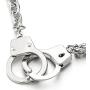 COOLSTEELANDBEYOND Mens Womens Link Chain Handcuff Necklace Silver Color, 26.8 inches Rope Chain, Punk Rock