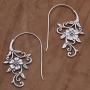NOVICA .925 Sterling Silver Drop Earrings Floral Vines