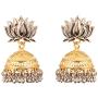 Touchstone''Tribal Bohemian Chic'' Indian Bollywood pretty fringes and floral theme ethnic south Indian Chandbali Moon bridal designer jewelry chandelier earrings for women