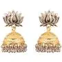 Touchstone''Tribal Bohemian Chic'' Indian Bollywood pretty fringes and floral theme ethnic south Indian Chandbali Moon bridal designer jewelry chandelier earrings for women