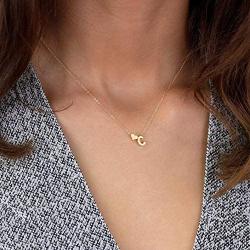 Joctly Tiny Initial Heart Necklace for Women Dainty Gold Plated A-Z Letter Love Pendant Choker Necklace