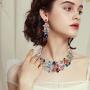 FUNRUN JEWELRY Wedding Bridal Necklace Earring Jewelry Set for Women Vintage Statement Necklace Teardrop Dangle Earring for Bridesmaid Evening Party Prom
