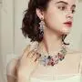 FUNRUN JEWELRY Wedding Bridal Necklace Earring Jewelry Set for Women Vintage Statement Necklace Teardrop Dangle Earring for Bridesmaid Evening Party Prom