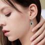 AOBOCO Halo Earrings Sterling Silver Leverback Earrings Embellished with Crystal from Austria, Hypoallergenic Dangle Drop Earrings, Fine Jewelry Gifts for Women