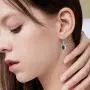 AOBOCO Halo Earrings Sterling Silver Leverback Earrings Embellished with Crystal from Austria, Hypoallergenic Dangle Drop Earrings, Fine Jewelry Gifts for Women