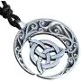Celtic Knot Jewelry Crescent Moon Triquetra Pagan Magic Wicca Witchcraft Pewter Mens Womens Pendant Necklace Lucky Charm Protection Amulet Wealth Talisman Medallion for men women w Adjustable Cord