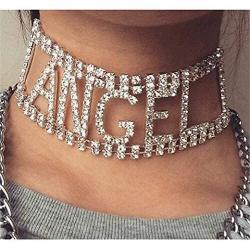 Ingemark SEXY BABE PRINCESS Block Letter Wide Crystal Collar Choker for Women Girls Shiny Rhinestone Multi Layer Necklace