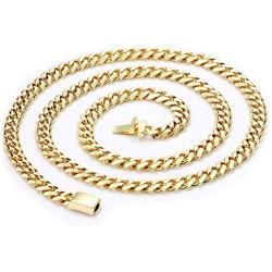 9MM Gold Cuban Chain with up to 20X More Real 24k Gold Plating Than Other Fashion Jewelry Necklaces. Men Women. Hip hop - Free Lifetime Replacement Guarantee 